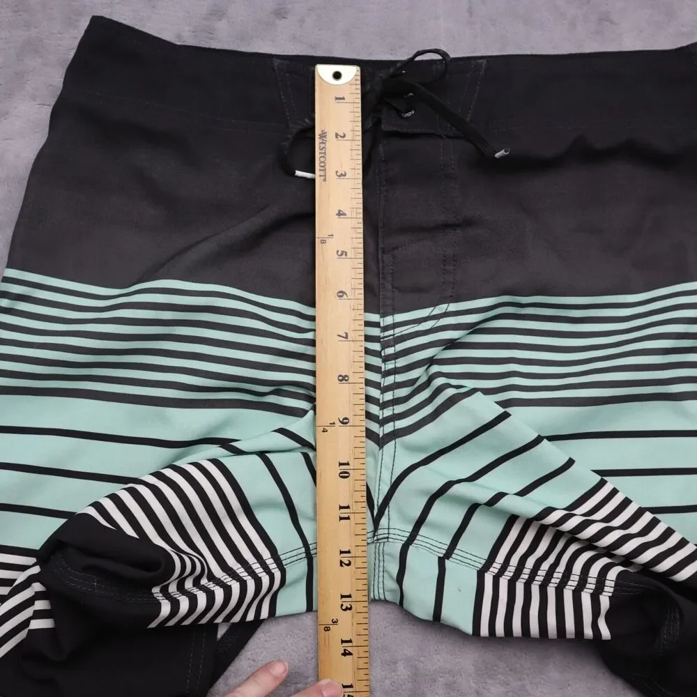 O Neill Shorts Mens 32 Multicolor Drawstring Zip Pocket Stripe Board Shorts